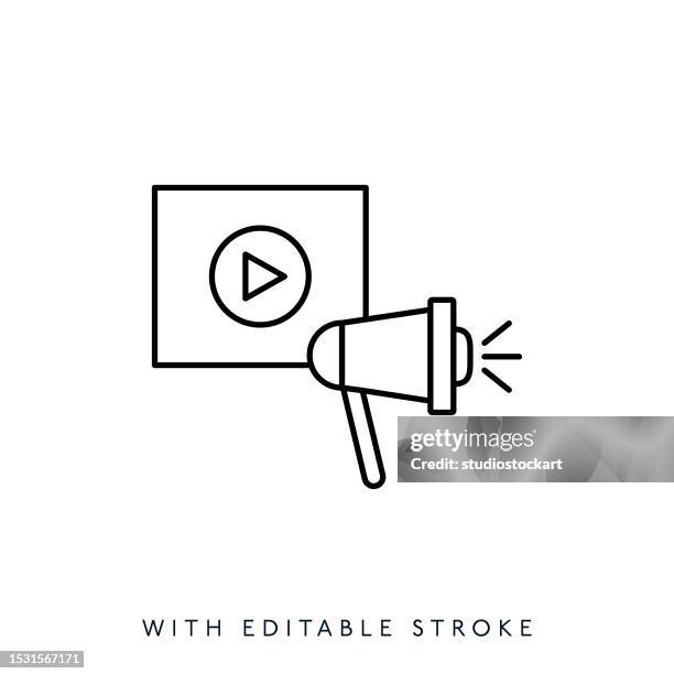 media player line icon.editable stroke - presenter studio stock illustrations