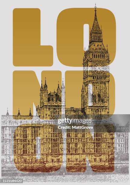 big ben - by the thames stock illustrations