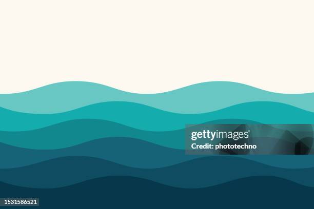 stockillustraties, clipart, cartoons en iconen met blue curves and the waves of the sea range from soft to dark vector background flat design style. - oceaanbodem