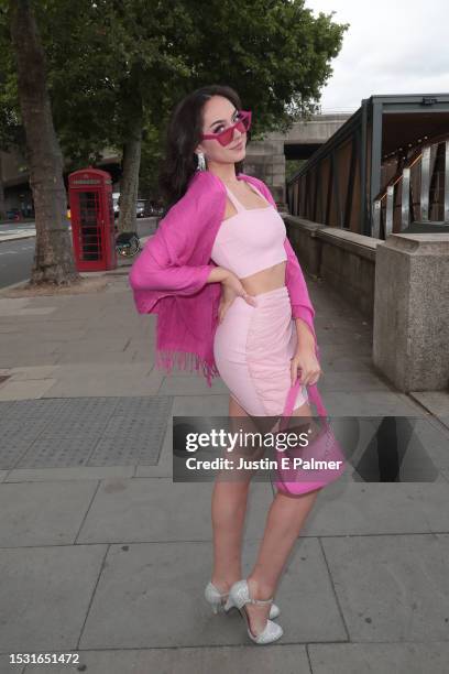 Lois Mia is seen outside "It's a Barbie Party" on July 10, 2023 in London, England.