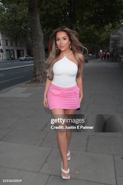 Tanyel Revan is seen outside "It's a Barbie Party" on July 10, 2023 in London, England.