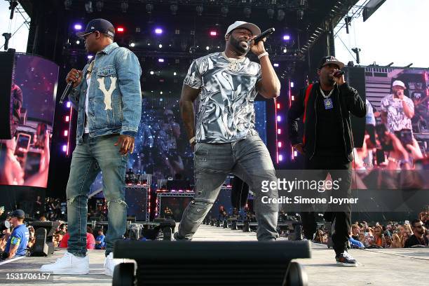 Cent and Tony Yayo perform live on the main stage during day three of Wireless Festival 2023 at Finsbury Park on July 09, 2023 in London, England.
