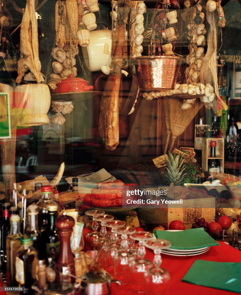 Traditional food shop window display