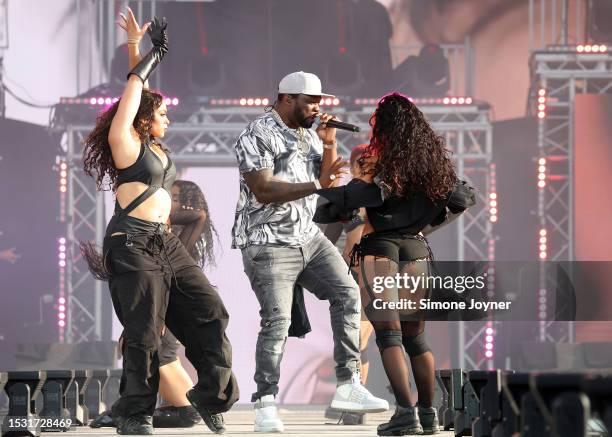 Cent performs live on the main stage during day three of Wireless Festival 2023 at Finsbury Park on July 09, 2023 in London, England.