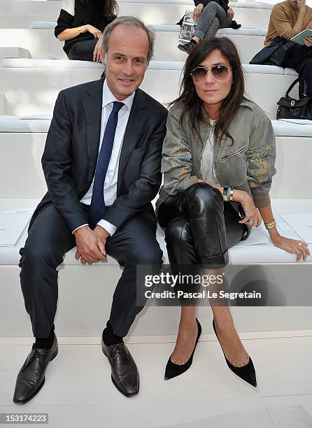 Xavier Romatet and Emmanuelle Alt attend the Chloe Spring / Summer 2013 show as part of Paris Fashion Week at Espace Ephemere Tuileries on October 1,...