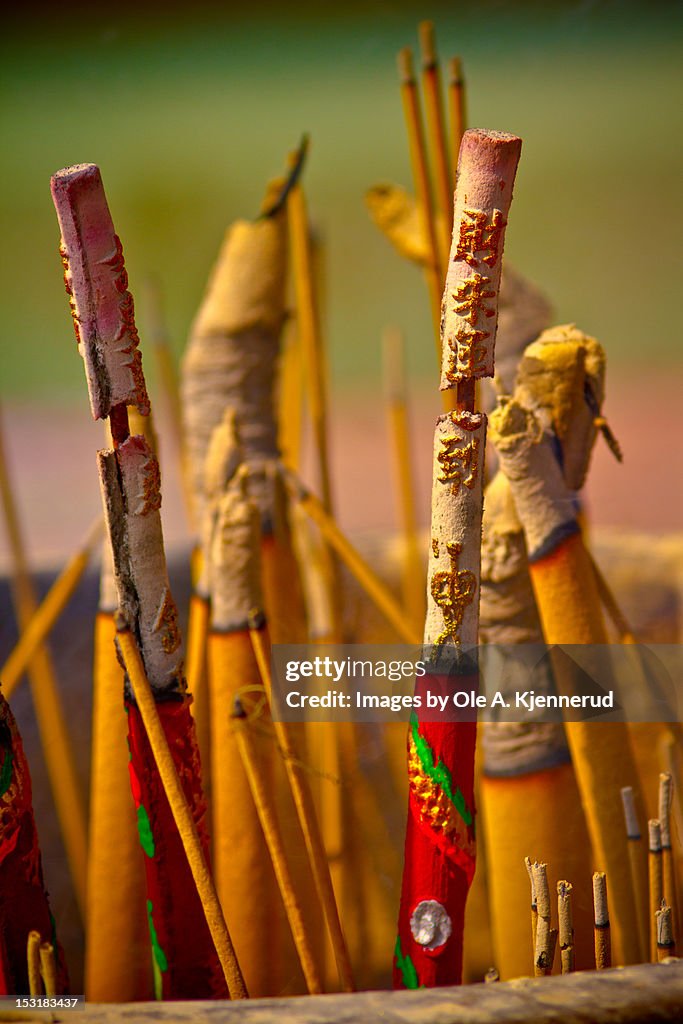 Incense burning in pot hole