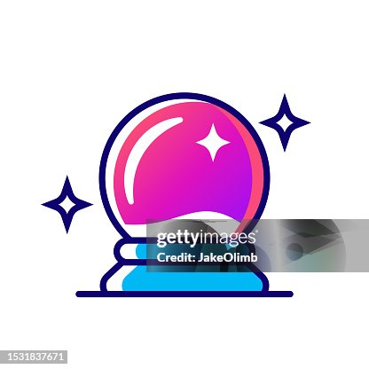 クリスタルボールアイコンラインアート クリスタルボールアイコンラインアート