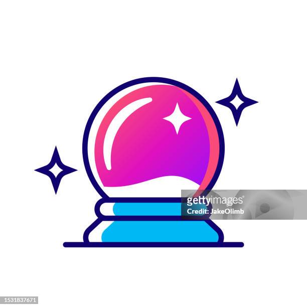 crystal ball icon line art - spirituality icon stock illustrations