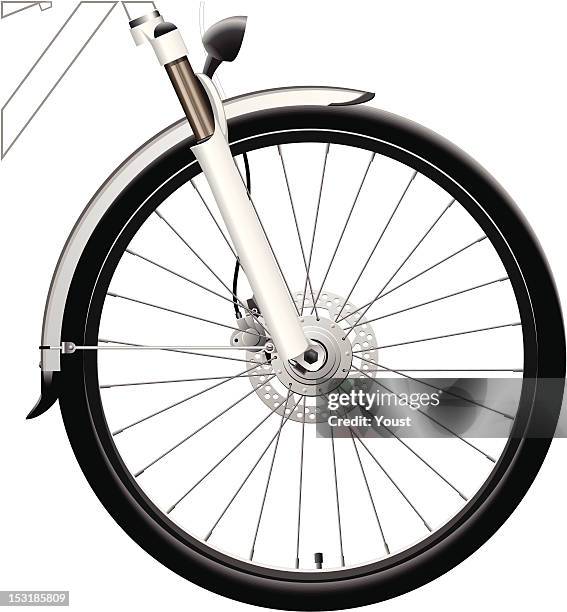 front bike wheel with dynamo hub - pinion stock illustrations