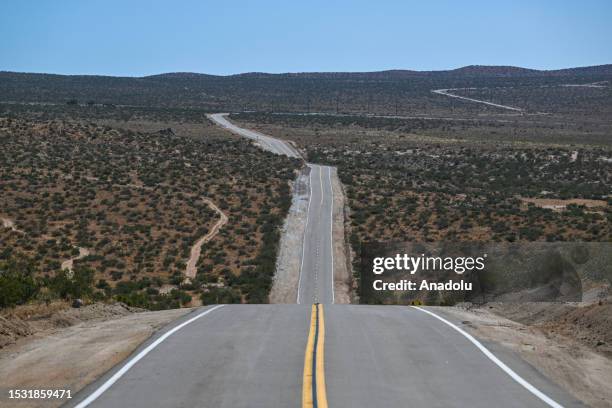 View of Searles Station Cutoff road near Death Valley in Searles Valley, California, United States on July 11, 2023. Death Valley, California, widely...