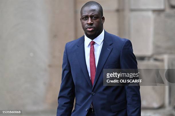 French footballer Benjamin Mendy arrives at Chester Crown Court in Chester, northwest England, on July 14, 2023. Mendy is facing a retrial for two...