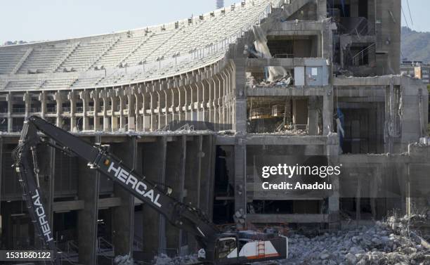 General view of Camp Nou Stadium as the restoration work continues in Barcelona, Spain on July 13, 2023.