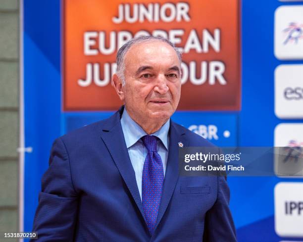 European Judo Union Referee Commissioner, Mr Metin Ozkan of Turkey presented the u57kg medals during the 2023 Birmingham Junior European Cup at the...