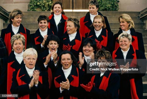 The United States team line up for a photo during the opening ceremony before the Solheim Cup at Loch Lomond Golf Club on October 5, 2000 near Luss,...