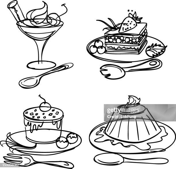 food and beverage_06 - pudding parfait stock illustrations