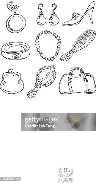 accessory collection in black and white - bracelet stock illustrations