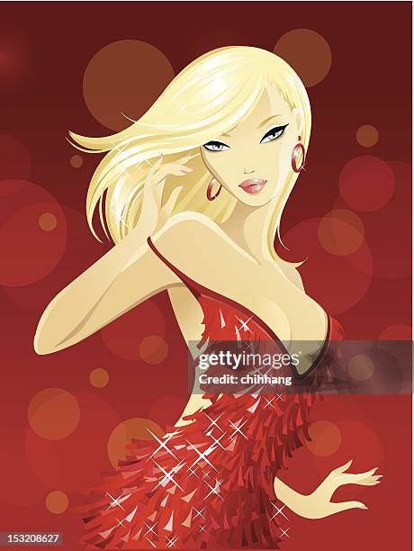 lady in red - portrait light background stock illustrations
