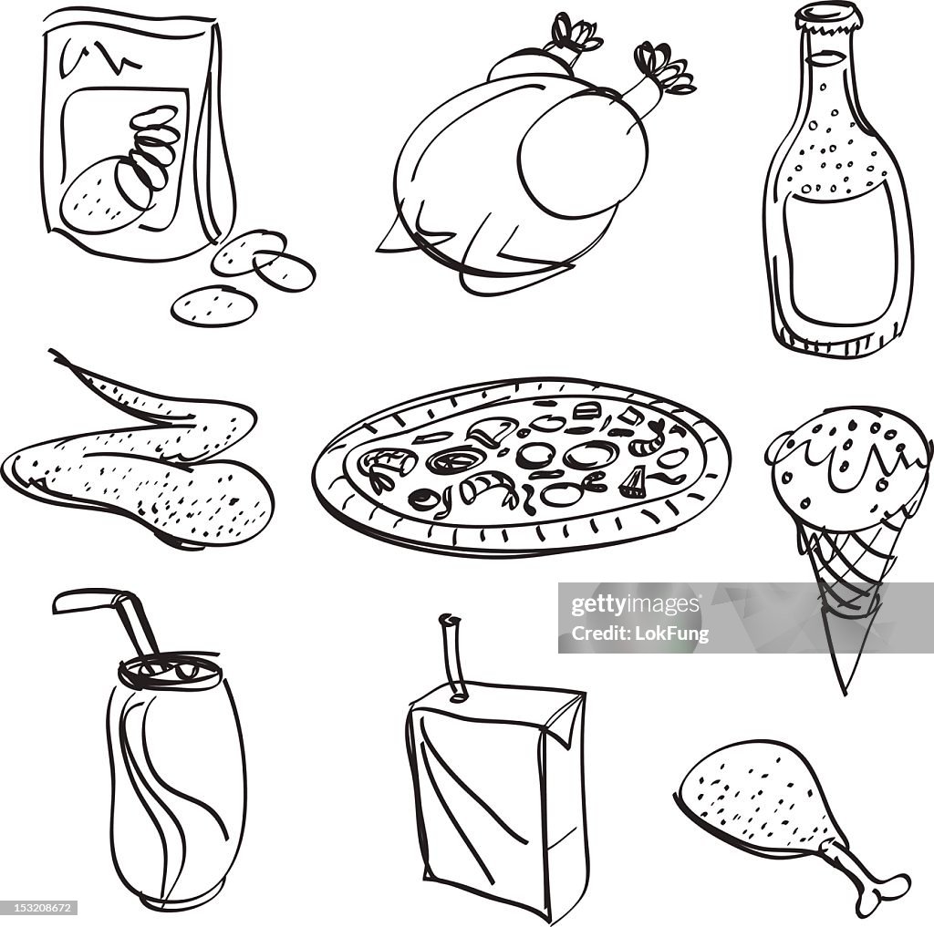 Food & beverage collection in black and white