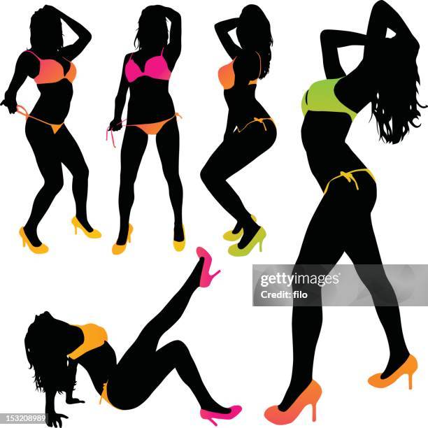 sexy silhouettes - spring break party stock illustrations