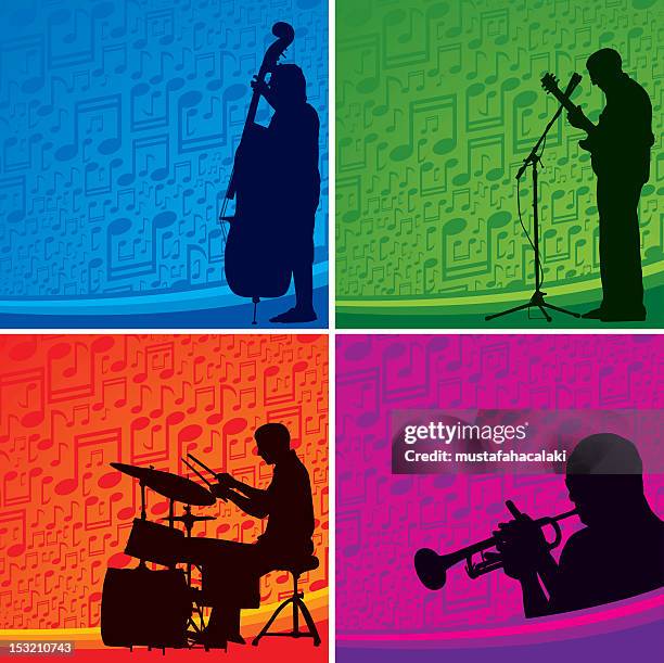 stockillustraties, clipart, cartoons en iconen met musicians background - salsa dancing