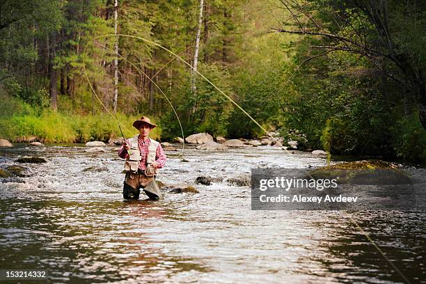 fly fisherman - casting stock pictures, royalty-free photos & images