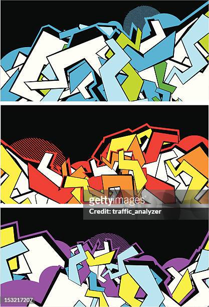 set of graffiti banners - graffiti stock illustrations