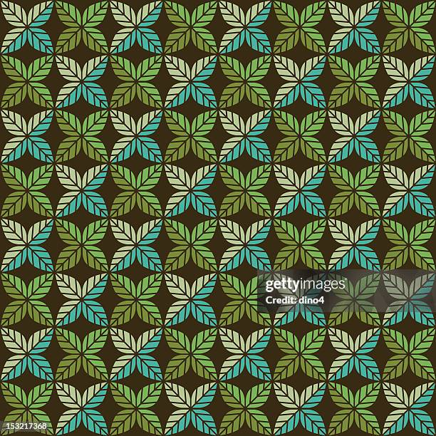 green leaf pattern (seamless) - foliate pattern stock illustrations