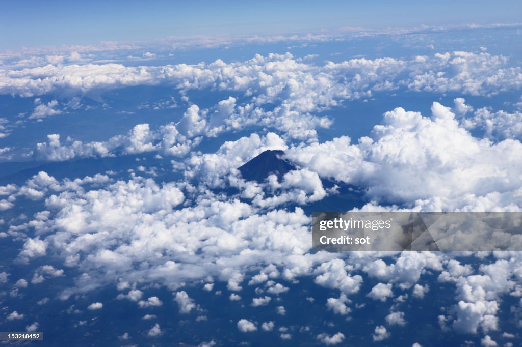 View of Mt,Fuji through an airplane window