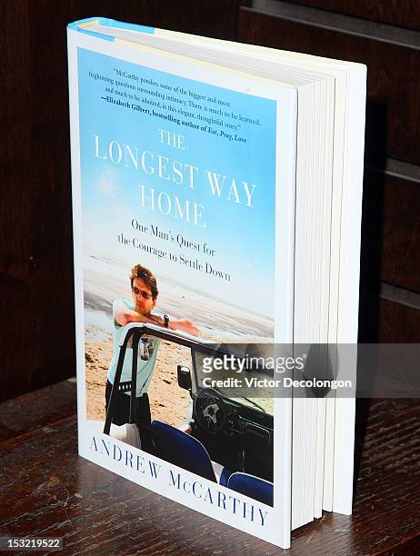 Detailed view of Andrew McCarthy's travel book "The Longest Way Home" at Barnes & Noble bookstore at The Grove on October 1, 2012 in Los Angeles,...