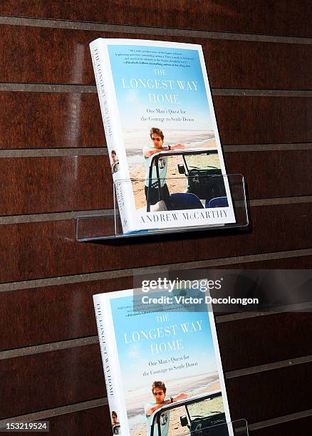 Detailed view of Andrew McCarthy's travel book "The Longest Way Home" at Barnes & Noble bookstore at The Grove on October 1, 2012 in Los Angeles,...