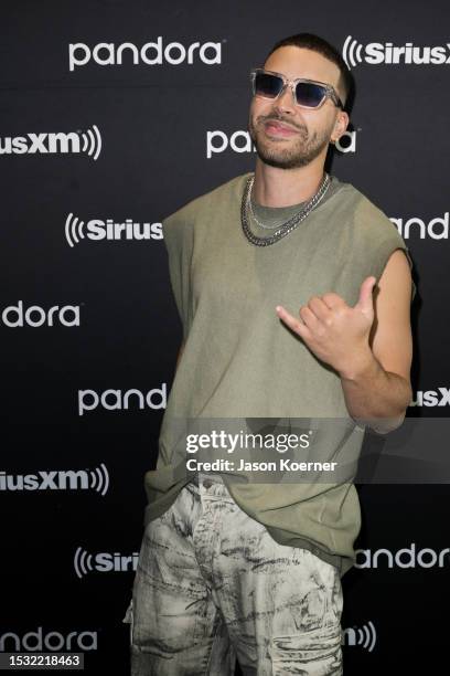 Prince Royce visits Pandora's El Pulso Mixed & Mastered at SiriusXM Studios on July 10, 2023 in Miami Beach, Florida.