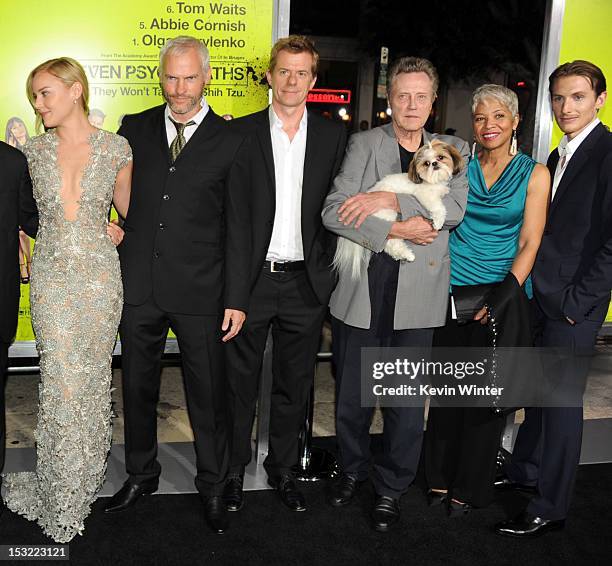 Actor Abbie Cornish, writer/director Martin McDonagh, producer Graham Broadbent, actors Christopher Walken, Linda Bright Clay, and James Hebert...