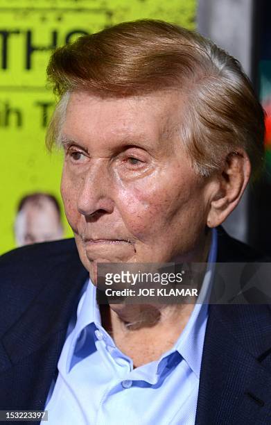 Execitve Chairman and CEO of Viacom and CBS Corporation Sumner Redstone arrives at the premiere of CBS Films' 'Seven Psychopaths' at Mann Bruin...
