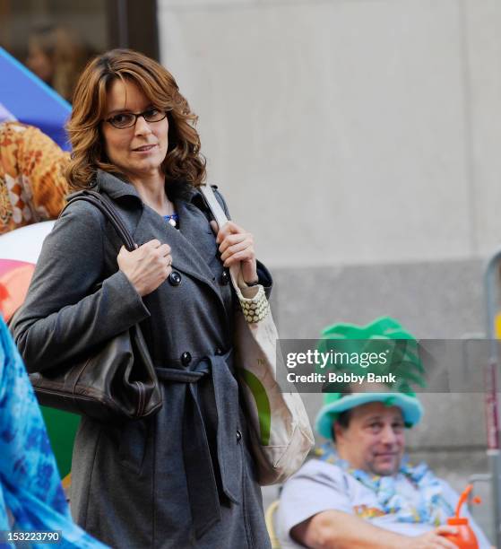 Tina Fey filming on location for "30 Rock" on October 1, 2012 in New York City.