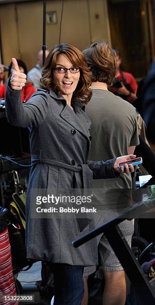 Tina Fey filming on location for "30 Rock" on October 1, 2012 in New York City.