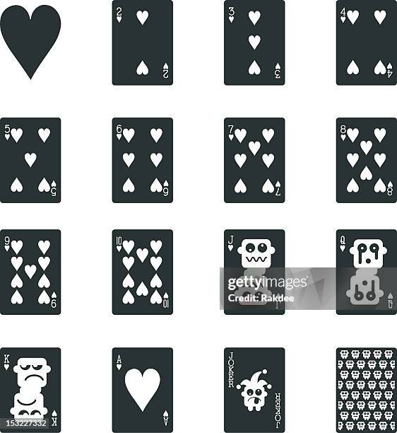 herz anzug spielkarte silhouette icons - spielkarte bube stock-grafiken, -clipart, -cartoons und -symbole
