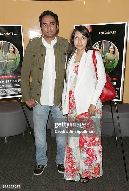 Actor Syed Soffain and wife attend the "Keep Your Enemies Closer: Checkmate" screening at the School of Visual Arts Theater on October 1, 2012 in New...