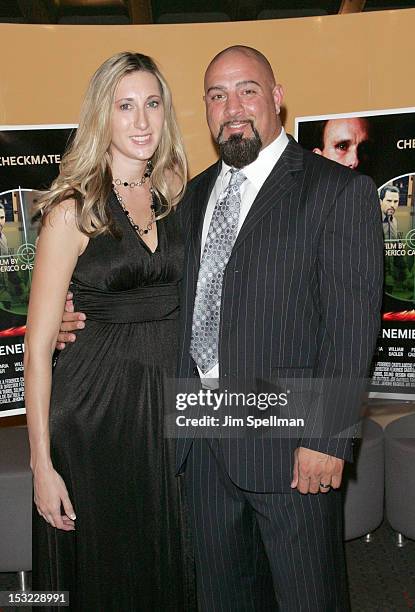 Actor Jamers Pittaro and wife attend the "Keep Your Enemies Closer: Checkmate" screening at the School of Visual Arts Theater on October 1, 2012 in...