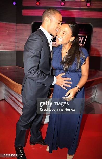 Holmes and Marilee Fiebig-Holmes attend the premiere of "Don't Sleep" at BET Studios on October 1, 2012 in New York City.