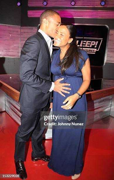 Holmes and Marilee Fiebig-Holmes attend the premiere of "Don't Sleep" at BET Studios on October 1, 2012 in New York City.