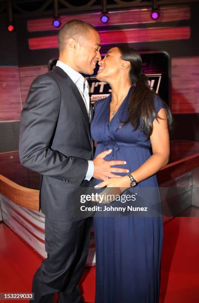 Holmes and Marilee Fiebig-Holmes attend the premiere of "Don't Sleep" at BET Studios on October 1, 2012 in New York City.