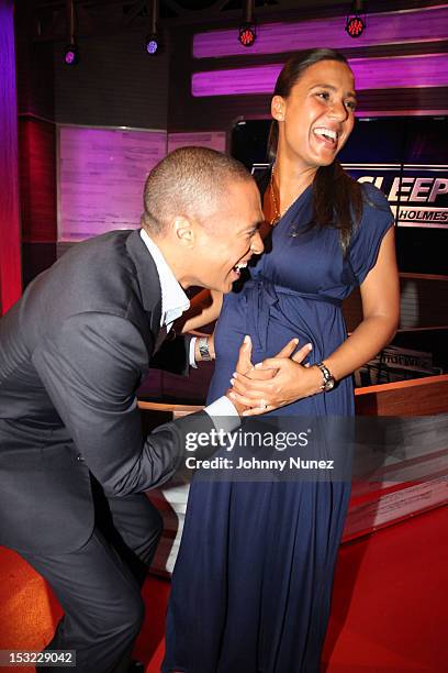 Holmes and Marilee Fiebig-Holmes attend the premiere of "Don't Sleep" at BET Studios on October 1, 2012 in New York City.