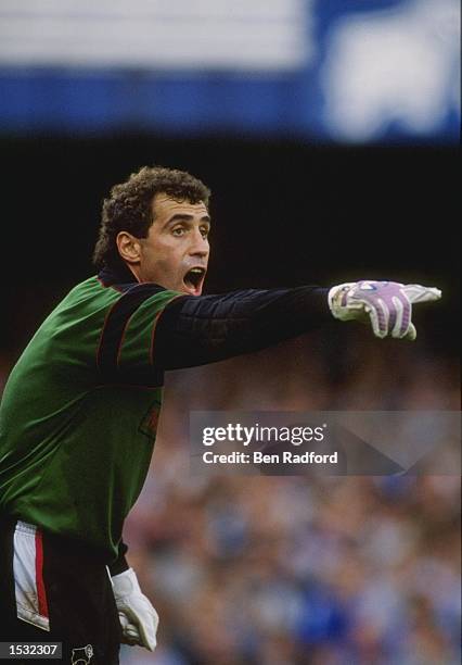 Peter Shilton of Derby County Shouts at his defence during a first division league match. Mandatory Credit: Ben Radford/Allsport