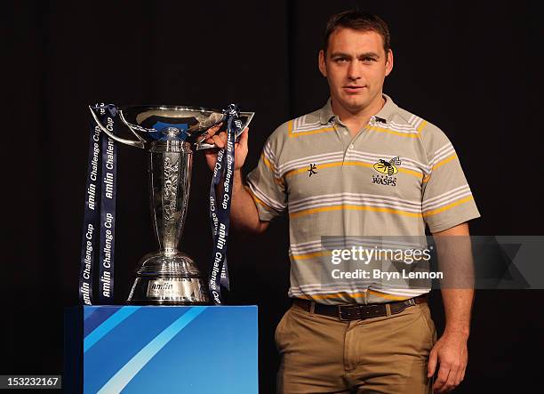 Trevor Woodman of London Wasps poses for photos during the UK Heineken Cup and Amlin Challenge Cup season launch at SKY Studios on October 1, 2012 in...