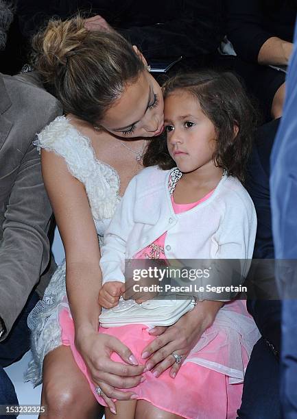 Jennifer Lopez and her daughter Emme Maribel Muniz attend the Chanel Spring / Summer 2013 show as part of Paris Fashion Week at Grand Palais on...