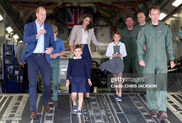 Britain's Prince Louis of Wales , Britain's Princess Charlotte of Wales , Britain's Prince George of Wales , Britain's Catherine, Princess of Wales...