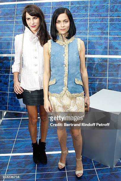 Caroline Sieber and Leigh Lezark attend the Chanel Spring / Summer 2013 show as part of Paris Fashion Week at Grand Palais on October 2, 2012 in...