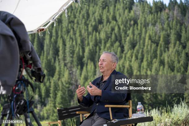 Larry Summers, president emeritus and professor at Harvard University, during a Bloomberg Television interview at the Allen & Co. Media and...