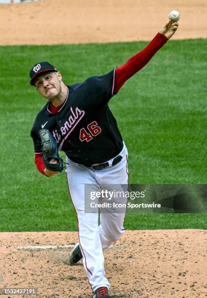 July 09: Washington Nationals starting pitcher Patrick Corbin pitches during the Texas Rangers versus the Washington Nationals on July 9, 2023 at...