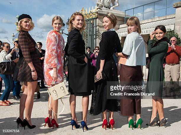 Elena Perminova, Natalia Vodianova, Ulyana Sergeenko and guests arrive at the Valentino Spring / Summer 2013 show as part of Paris Fashion Week at...